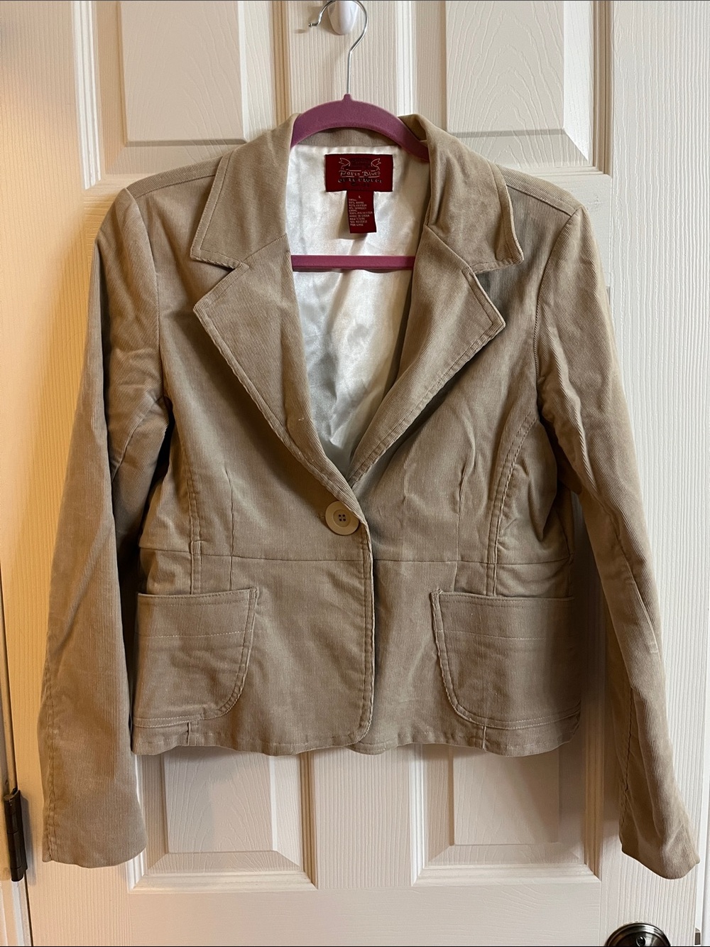 Paris Blues Tan Corduroy Single-Button Blazer